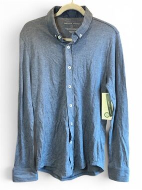 Threads 4 Thought Men's Small blue Organic Cotton Modal Stretch Button Down Shir